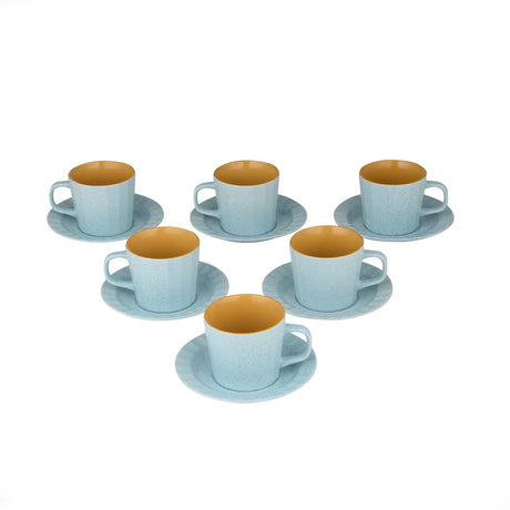 Porcelain Cup & Saucer Set of 6- Blue