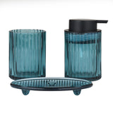 Glass Bath Accessory Set Fluted Pattern- Blue
