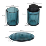 Glass Bath Accessory Set Fluted Pattern- Blue