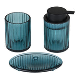 Glass Bath Accessory Set Fluted Pattern- Blue