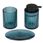 Glass Bath Accessory Set Fluted Pattern- Blue