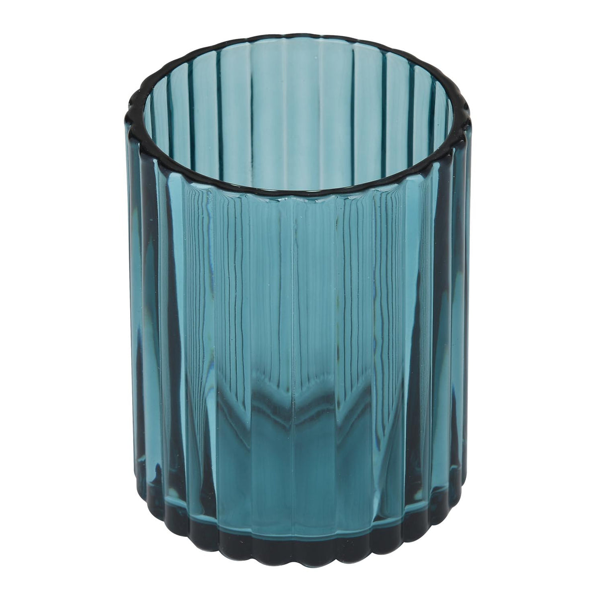 Glass Bath Accessory Set Fluted Pattern- Blue