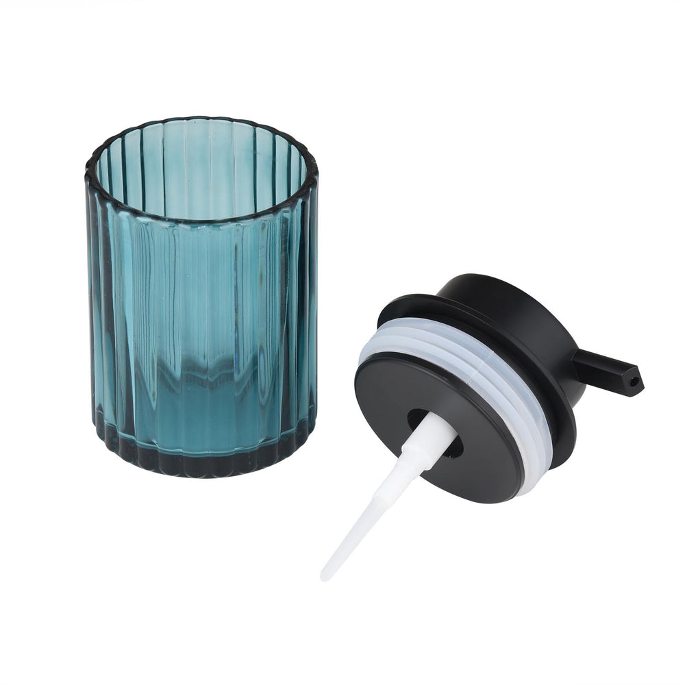 Glass Bath Accessory Set Fluted Pattern- Blue