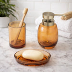 Glass Bath Accessory Set Sleek- Yellow