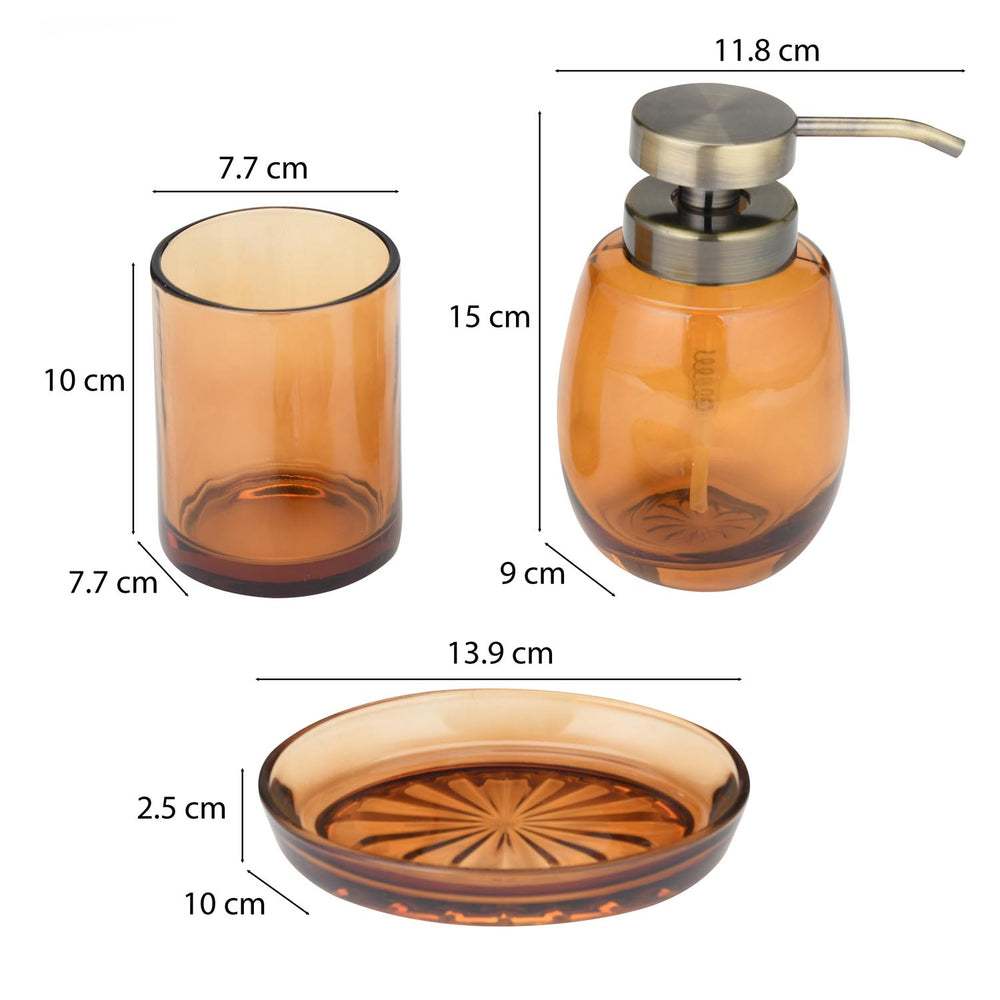 Glass Bath Accessory Set Sleek- Yellow