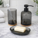 Glass Bath Accessory Set Sleek- Black