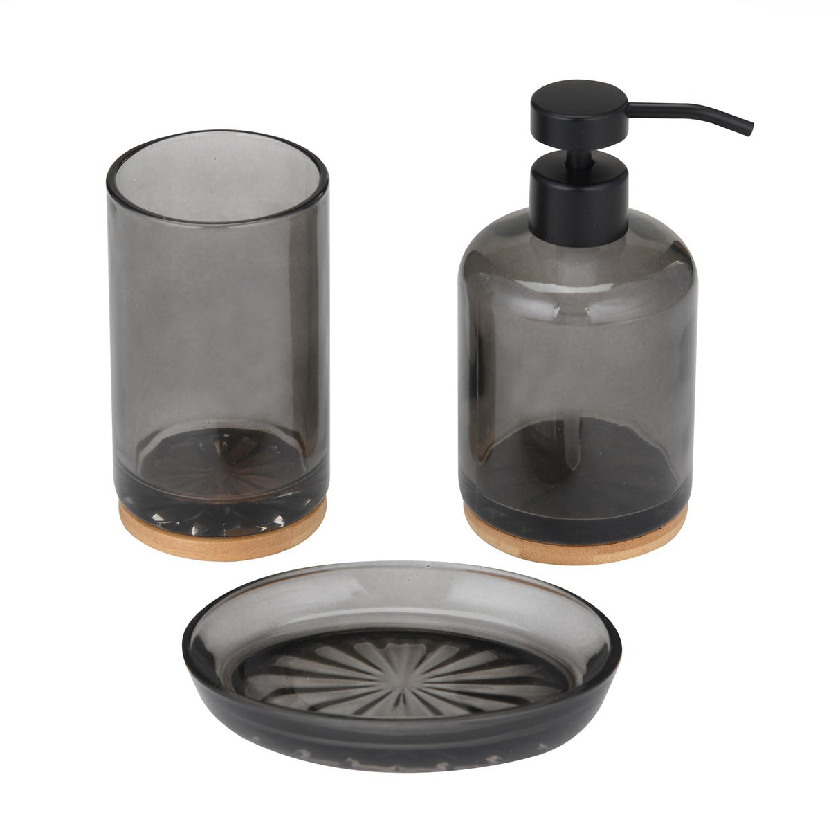 Glass Bath Accessory Set Sleek- Black