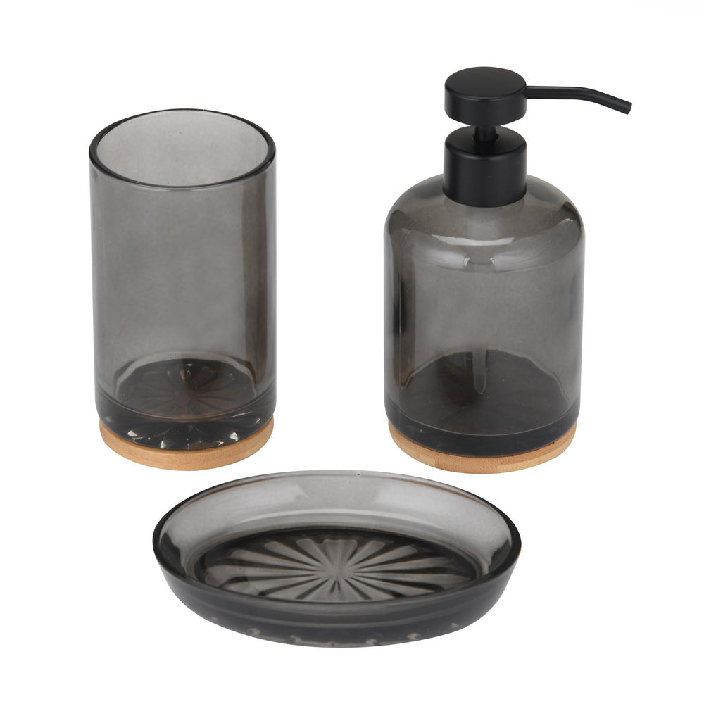 Glass Bath Accessory Set Sleek- Black