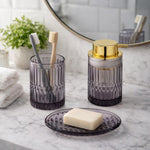 Glass Bath Accessory Set Diamond Pattern- Black