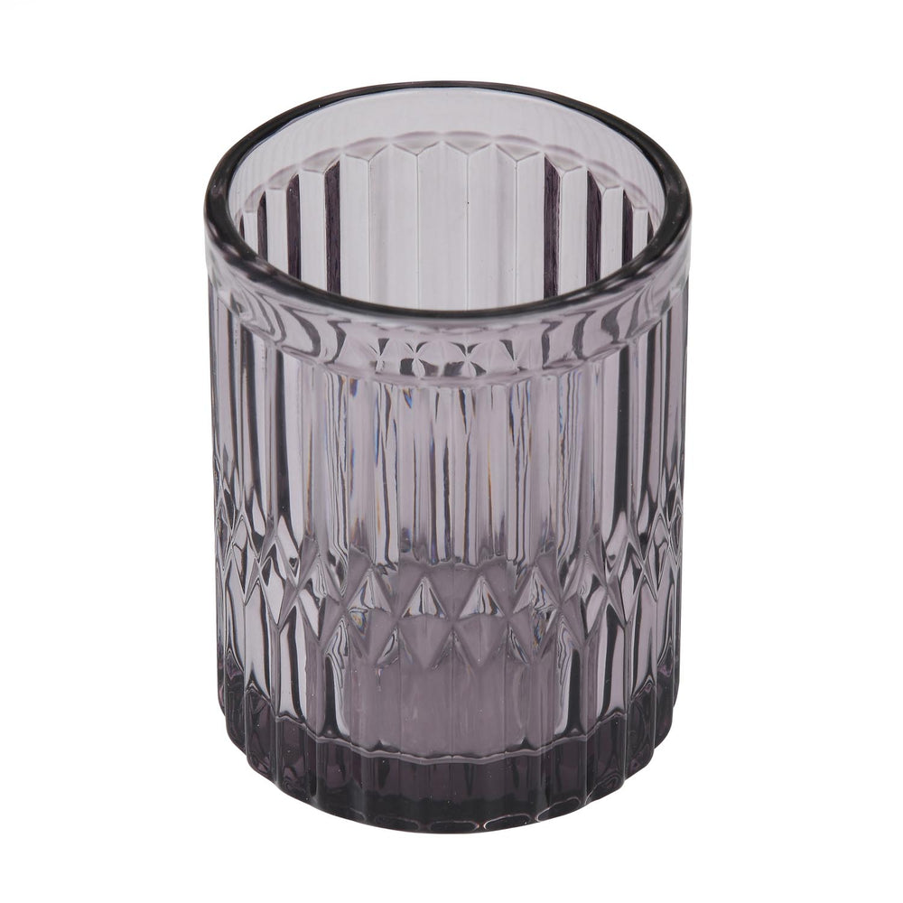 Glass Bath Accessory Set Diamond Pattern- Black