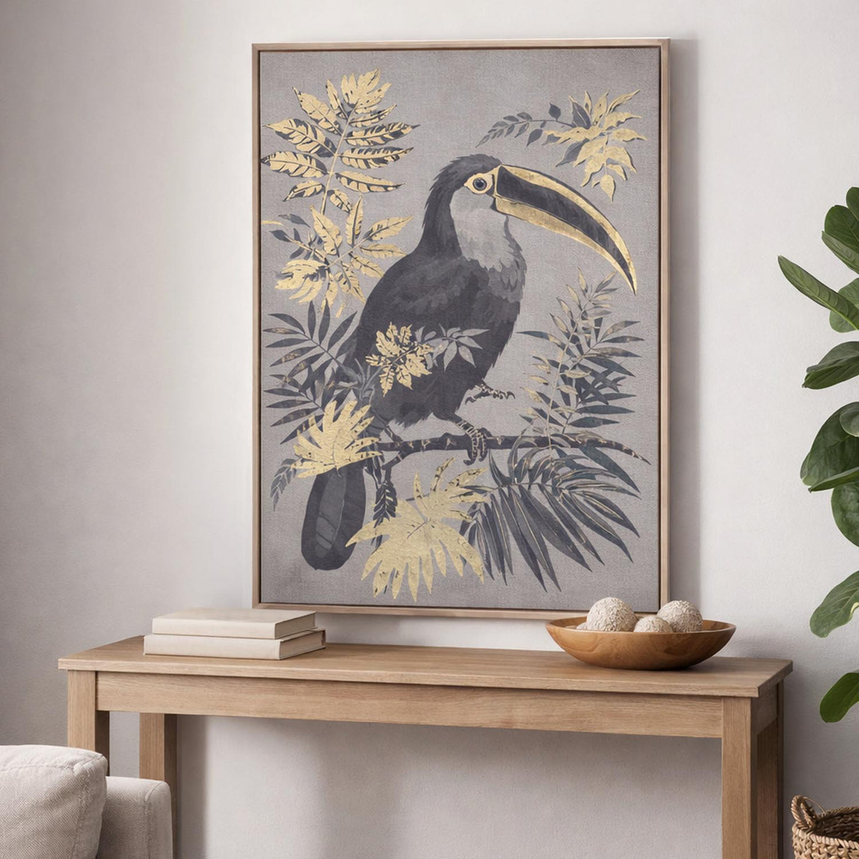 Toucan Bird Wall Painting- Black