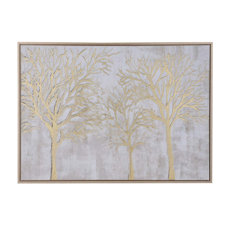 Dry Forest Canvas Wall Painting- Gold