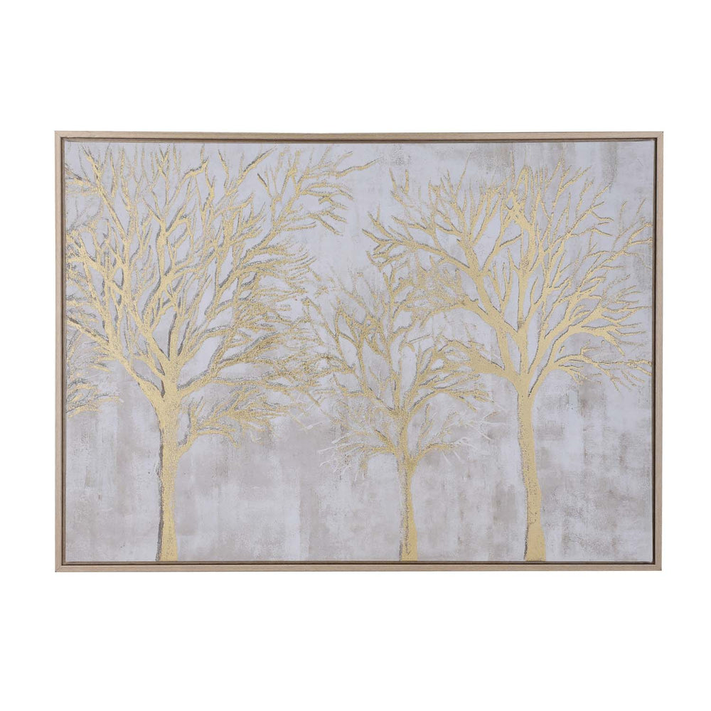 Dry Forest Canvas Wall Painting- Gold