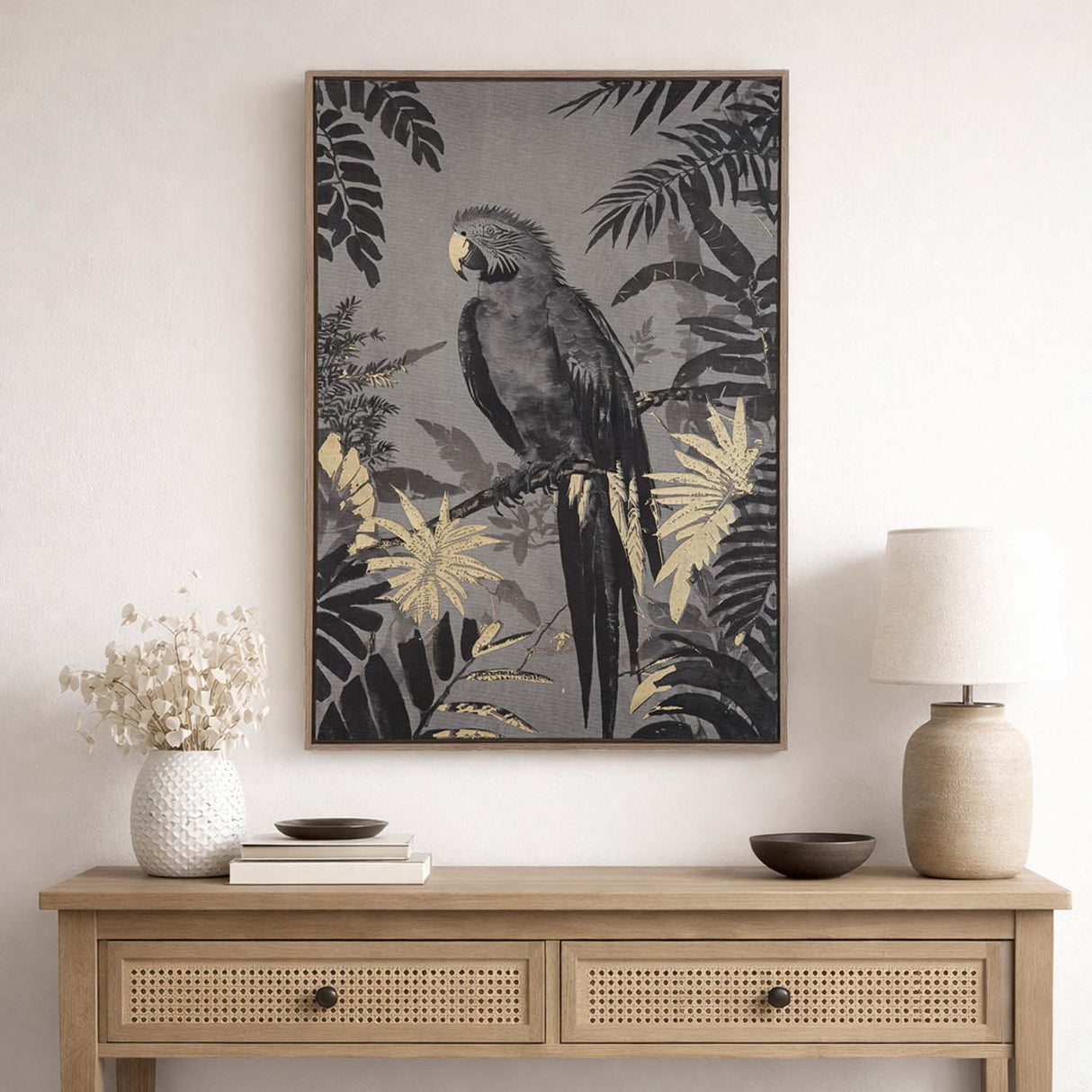 Parrot Wall Painting- Black