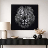 Lion Face Canvas Wall Painting- Black