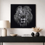 Lion Face Canvas Wall Painting- Black
