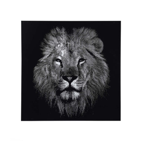 Lion Face Canvas Wall Painting- Black