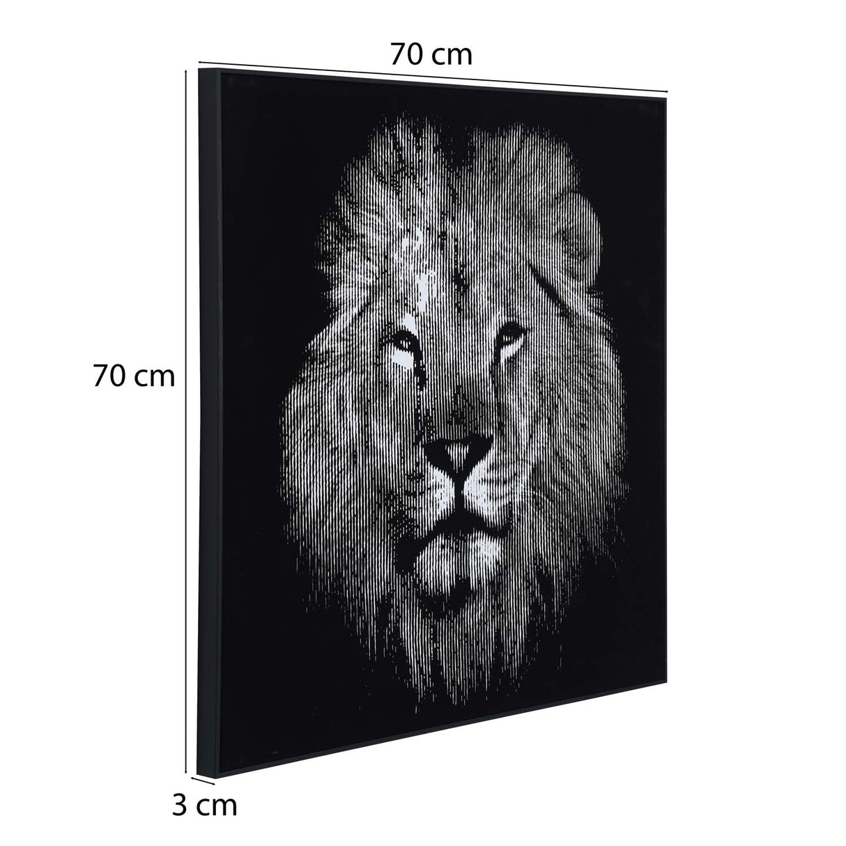 Lion Face Canvas Wall Painting- Black