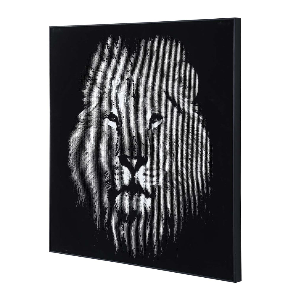 Lion Face Canvas Wall Painting- Black