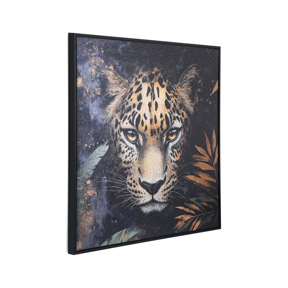 Leopard Crackle Canvas Wall Painting- Black And Brown