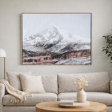 Snow Mountain Crackle Canvas Wall Painting I - White And Brown