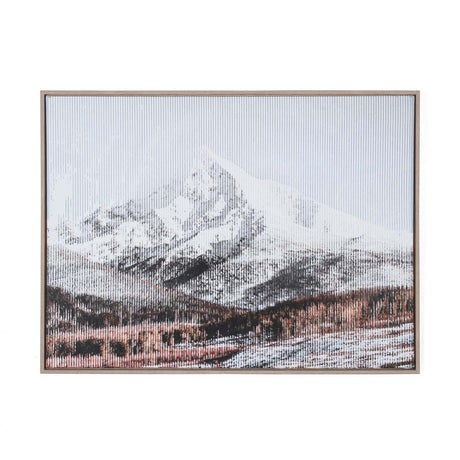 Snow Mountain Crackle Canvas Wall Painting I - White And Brown