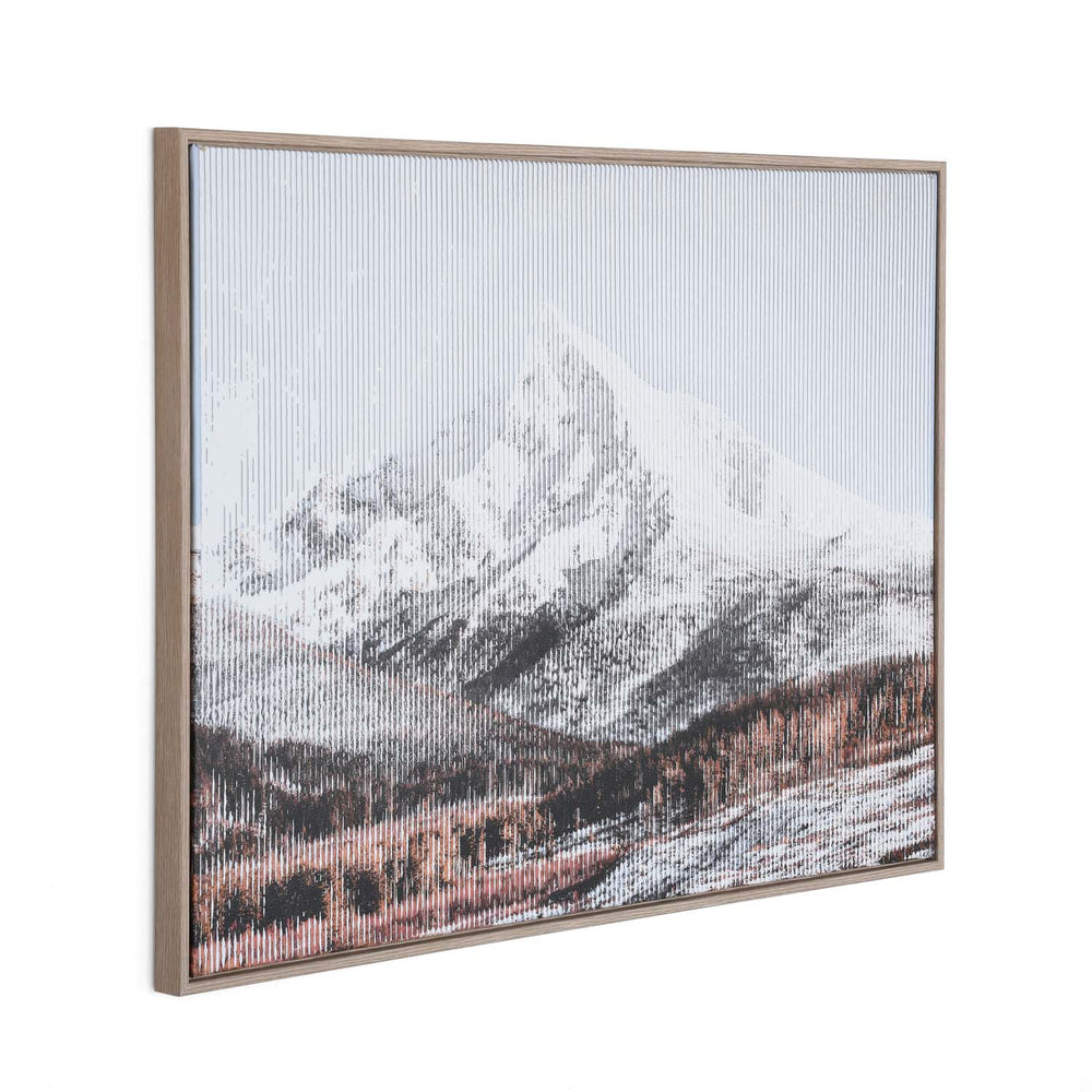 Snow Mountain Crackle Canvas Wall Painting I - White And Brown