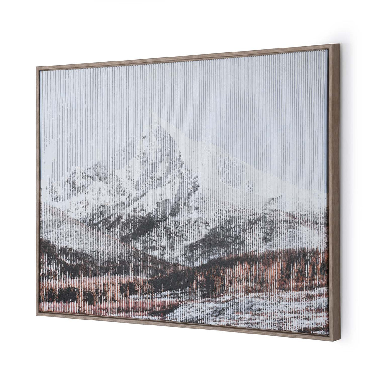 Snow Mountain Crackle Canvas Wall Painting I - White And Brown