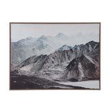 Snow Mountain Crackle Canvas Wall Painting II - White And Brown