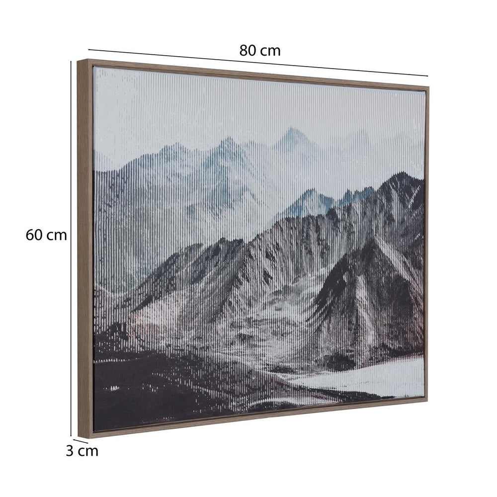 Snow Mountain Crackle Canvas Wall Painting II - White And Brown