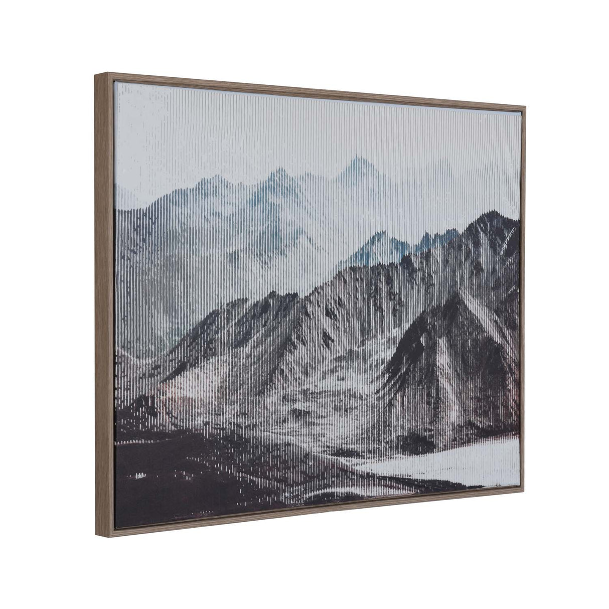 Snow Mountain Crackle Canvas Wall Painting II - White And Brown