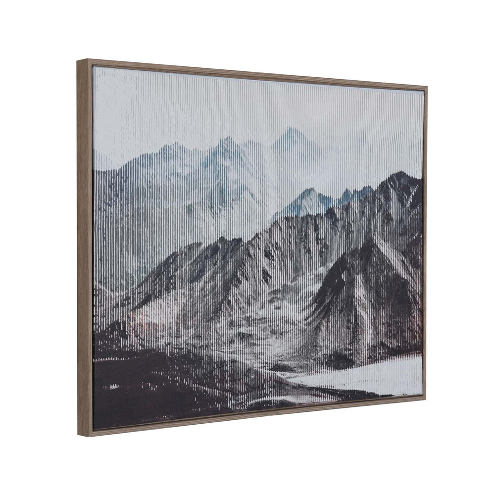 Snow Mountain Crackle Canvas Wall Painting II - White And Brown
