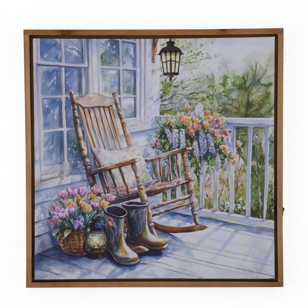 Rocking Chair Canvas Painting with LED Light- Multicolor