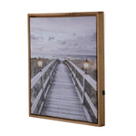 Wooden Bridge Canvas Painting with LEd Light- Brown