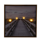 Wooden Bridge Canvas Painting with LEd Light- Brown