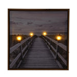 Wooden Bridge Canvas Painting with LEd Light- Brown