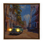 Car on Street Canvas Painting with LED Light- Multicolor