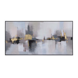 Abstract Canvas Wall Painting- Grey & Gold