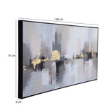 Abstract Canvas Wall Painting- Grey & Gold