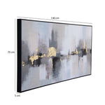 Abstract Canvas Wall Painting- Grey & Gold