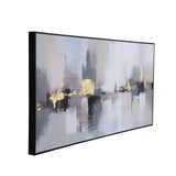 Abstract Canvas Wall Painting- Grey & Gold