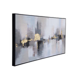 Abstract Canvas Wall Painting- Grey & Gold