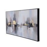 Abstract Canvas Wall Painting- Grey & Gold