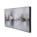 Abstract Canvas Wall Painting- Grey & Gold
