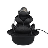 Lotus Petal Polyresin Decorative Table Top Water Fountain with LED Light- Grey