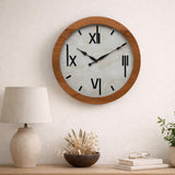 Round Marble Wall Clock- Teak