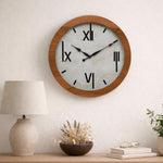 Round Marble Wall Clock- Teak