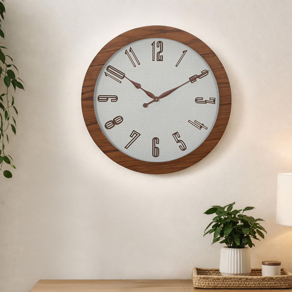 Round Classic Wall Clock- Teak