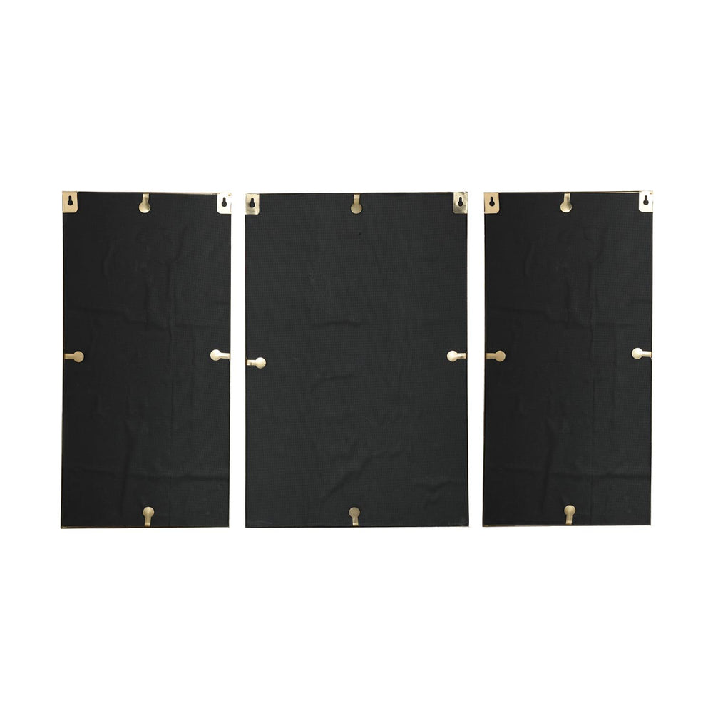 Decorative Three Piece Leaf and Floral Panel Wall Décor- Brown and Gold
