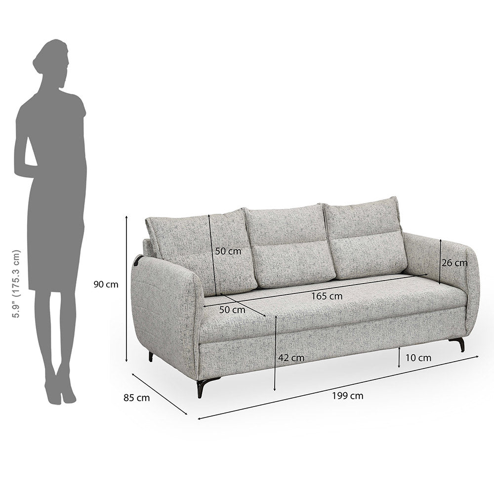 Infinia 3 Seater Fabric Sofa- Off White